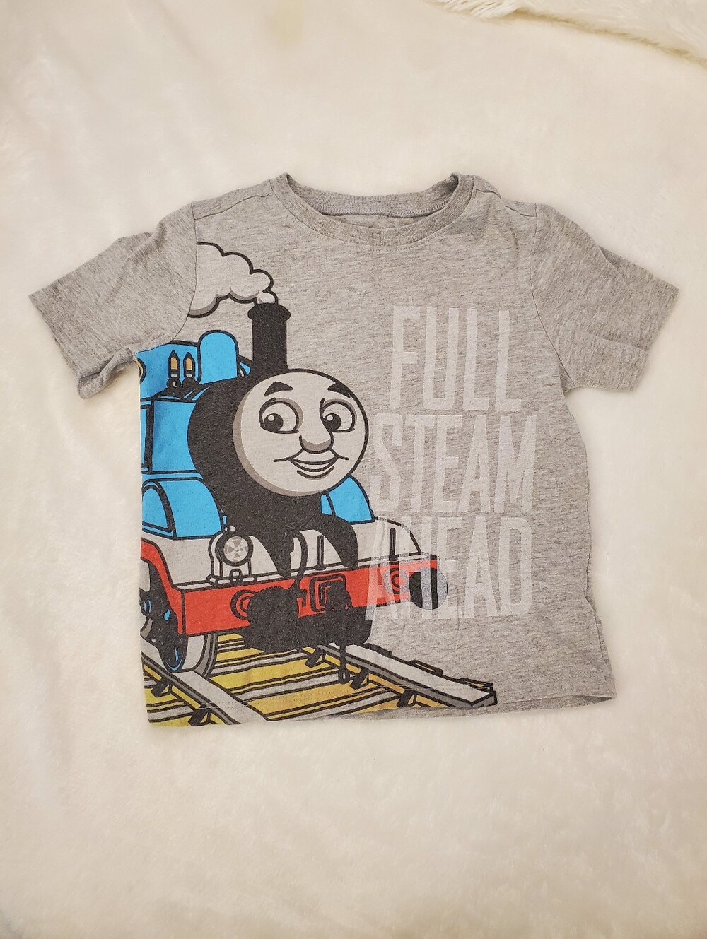 Old Navy Gray Tee with Blue Train Graphic